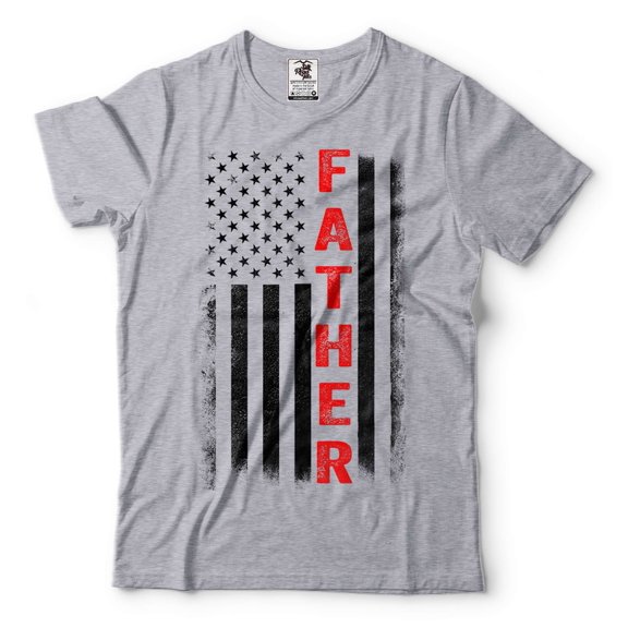 Mens Father Patriotic Shirt USA Flag Patriotic Tee Father's Day Patriotic Shirt American Dad Shirt (Small Grey)