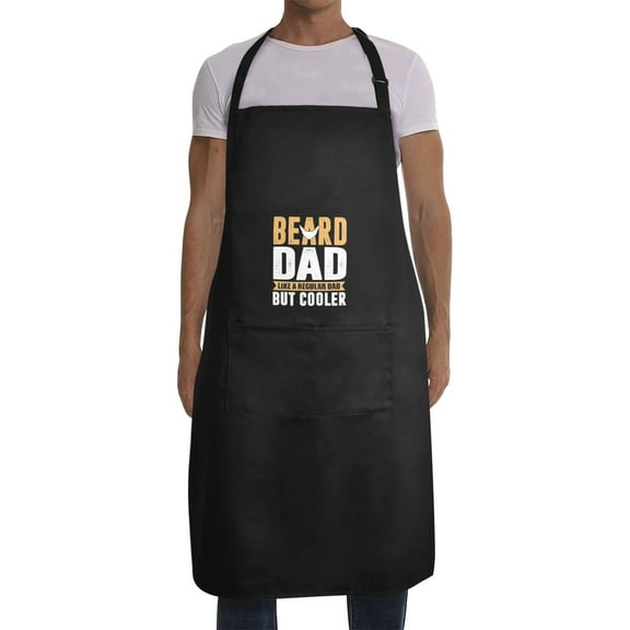 Mens Father's Day Apron - Custom BBQ Grill Kitchen Chef Apron for Men - Beard Dad