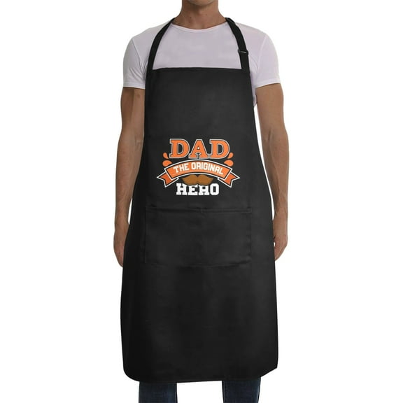 Mens Father's Day Apron - Custom BBQ Grill Kitchen Chef Apron for Men - Dad Hero