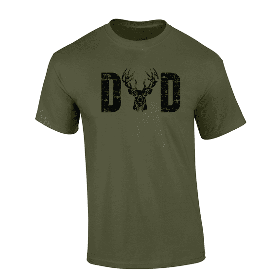 Mens Father's Day Dad Buck Deer Antler Cool Country Mens Short Sleeve T-Shirt-Military-Medium