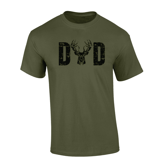 Mens Father's Day Dad Buck Deer Antler Cool Country Mens Short Sleeve T-Shirt-Military-Medium