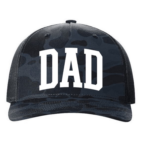 Mens Father's Day Grunge Distressed Dad Cool Mens Embroidered Mesh Back Trucker Hat-Admiral/Black
