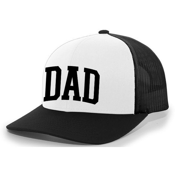 Mens Father's Day Grunge Distressed Dad Cool Mens Embroidered Mesh Back Trucker Hat-Black/White/Black