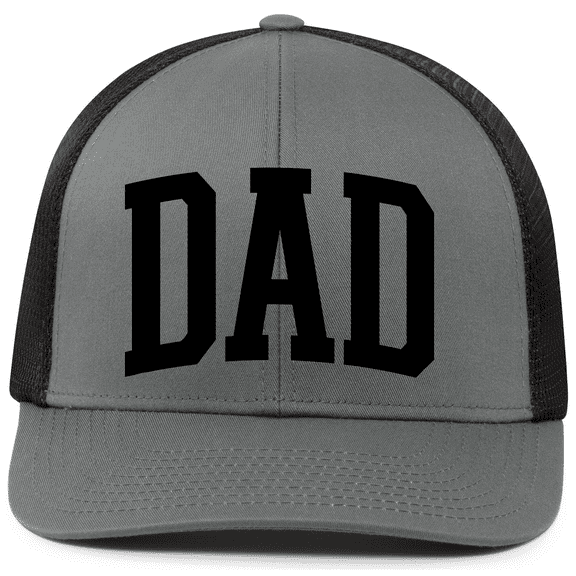 Mens Father's Day Grunge Distressed Dad Cool Mens Embroidered Mesh Back Trucker Hat-Charcoal/Black