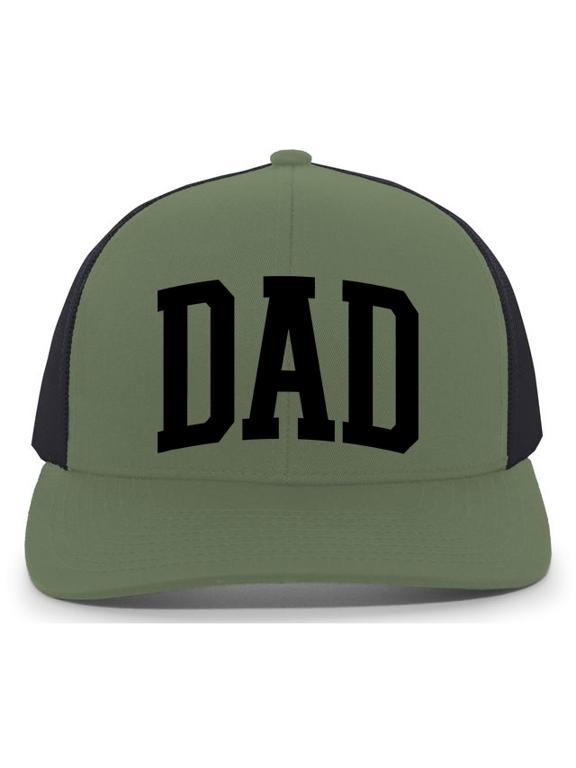 Mens Father's Day Grunge Distressed Dad Cool Mens Embroidered Mesh Back Trucker Hat-Loden/Black