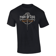 Mens Fathers Day Man Of God Crown Cross Husband And Dad Christian Short Sleeve T-Shirt-Black-Large