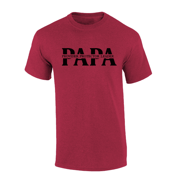 Mens Father's Day Thoughtful Inspirational Provider Protector Leader Antique Cherry Short Sleeve T-Shirt-Papa-Large