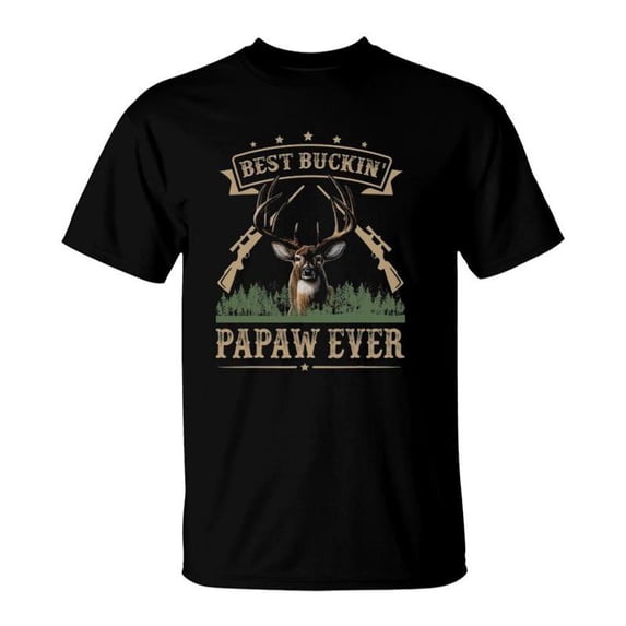 Mens Fathers Day Best Buckin Papaw Ever Deer Hunting Bucking TShirt