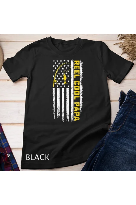 Mens Fathers Day Gift Funny Fishing Reel Cool Papa Dad T-Shirt Unisex S-5XL Hot Trending Shirt, Vintage Birthday Gift