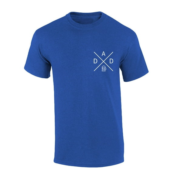 Mens Fathers Day Tshirt Dad Beer Crest Funny Short Sleeve T-shirt-Heather Royal-xxxl