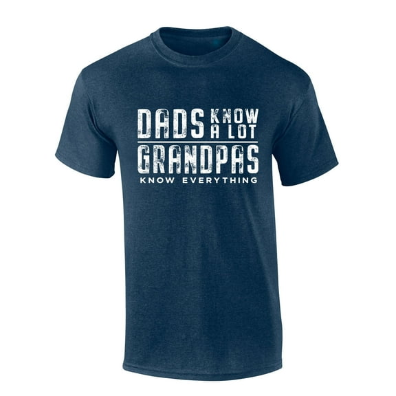 Mens Fathers Day Tshirt Dads Know A Lot Grandpas Know Everything Funny Short Sleeve T-shirt-Heather Navy-large