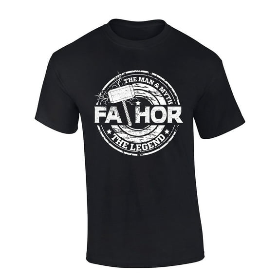 Mens Fathers Day Tshirt Fathor Superhero Dad Legend Funny Short Sleeve T-shirt-Black-small