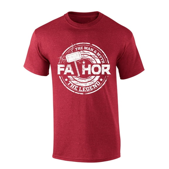 Mens Fathers Day Tshirt Fathor Superhero Dad Legend Funny Short Sleeve T-shirt-Heather Cardinal-4xl
