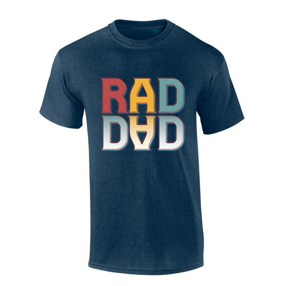Mens Fathers Day Tshirt Rad Dad Cool Funny Funny Short Sleeve T-shirt-Heather Navy-4xl