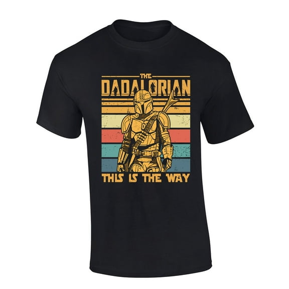 Mens Fathers Day Tshirt The Dadalorian Funny Short Sleeve T-shirt-Black-small