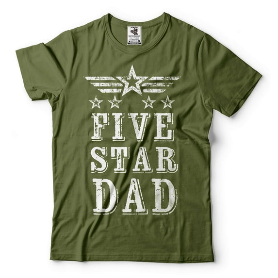 Mens Fathers Day shirt Five Star Dad Shirt Dad Birthday Gift Tee Funny Dad Shirt Dad Gift Ideas (Large Military Green)