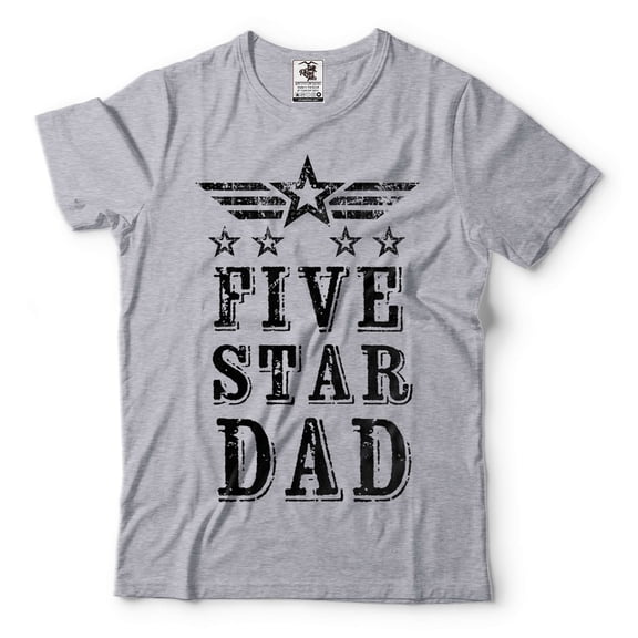 Mens Fathers Day shirt Five Star Dad Shirt Dad Birthday Gift Tee Funny Dad Shirt Dad Gift Ideas (Small Grey)