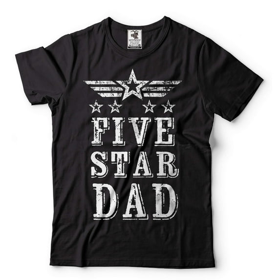 Mens Fathers Day shirt Five Star Dad Shirt Dad Birthday Gift Tee Funny Dad Shirt Dad Gift Ideas (X-Large Black)