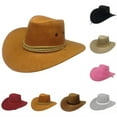 thumbnail image 1 of Seipola Mens Faux Felt Western Cowboy Hat Fedora Outdoor Wide Brim Hat with Strap (Black), 1 of 7