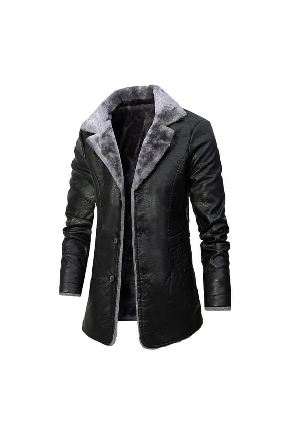Mens Faux Leather Bomber Jackets Sherpa Fleece Lined Trucker Jacket Vintage Winter Warm Coats Military Cargo Trucker Jacket Aviator Coat for Men
