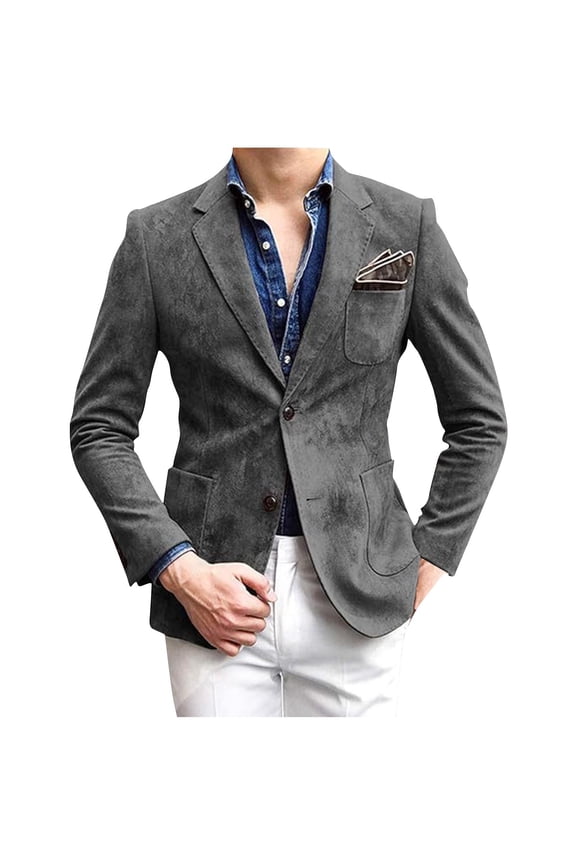 Mens Faux Suede Blazer Tailored Fit Notch Lapel Single Breasted Business Suit Jacket Coat For Wedding Dinner Party