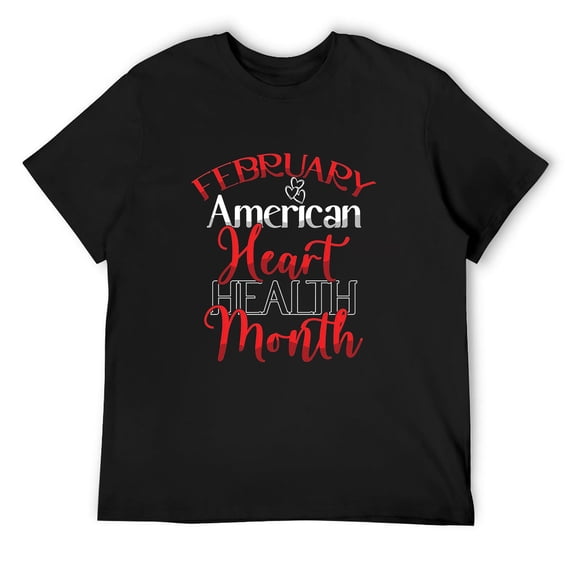 Mens February American Heart Health Month Heart Awareness Short Sleeve T-Shirt Black 4X-Large