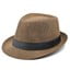 Mens Fedora Hat Trilby Summer Beach Sun Straw Hats Men Womens Panama Cap Brim -Coffee