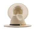 thumbnail image 1 of Mens Fedora Hats, Audhol Womens Classic Wide Floppy Panama Hat Belt Buckle Wool Fedora Hat Fedora Hats for Men Beige One Size, 1 of 2