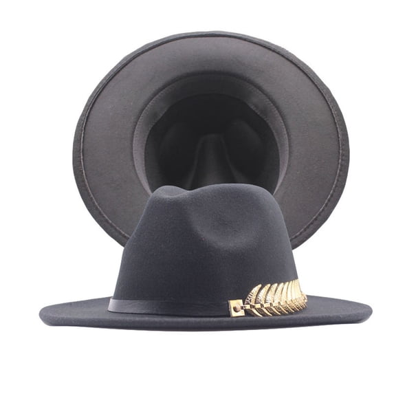 Mens Fedora Hats, Audhol Womens Classic Wide Floppy Panama Hat Belt Buckle Wool Fedora Hat Fedora Hats for Men Black One Size