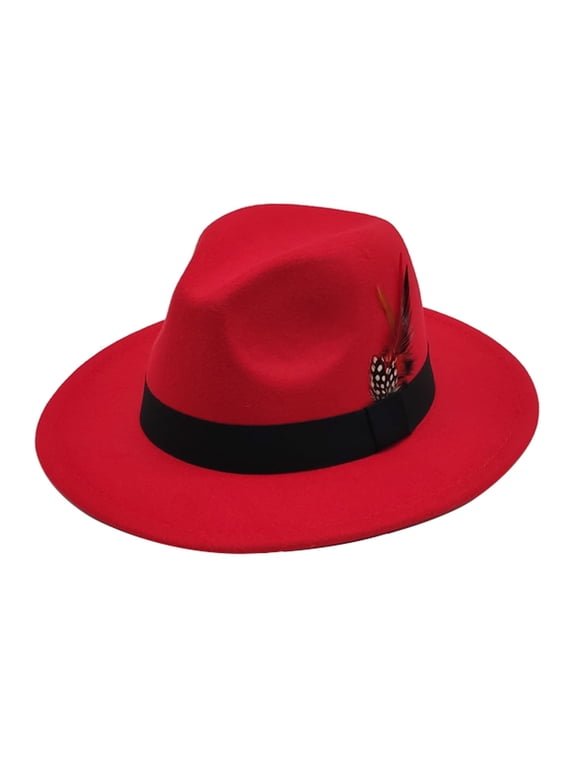 Mens Fedora Hats Classic Wide Brim Fedora Hat for Women Men Dress Hats Panama Hat with Band