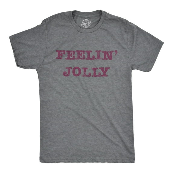 Mens Feelin Jolly T Shirt Funny Christmas Spirit Tee Graphic Tees