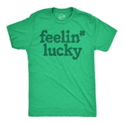 Mens Feelin Lucky T shirt Funny St Pattys Days Parade Four Leaf Clover Tee for Guys Graphic Tees