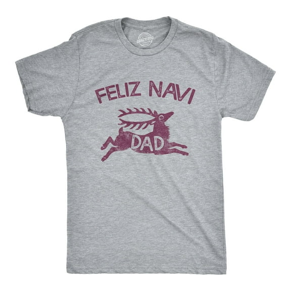 Mens Feliz Navidad T Shirt Funny Christmas Reindeer Father Tee Graphic Tees