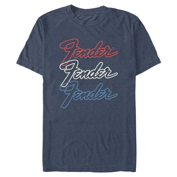 Mens Fender Red White Blue Stack Logo T Shirt