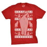 Mens Festive Cat Butt Ugly Christmas Sweater T Shirt Funny Holiday Novelty Top Graphic Tees