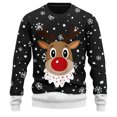 thumbnail image 1 of Mens Festive Christmas Sweaters Funny Reindeer Print Graphic Pullover Sweaters Long Sleeve Crewneck Plus Sizes Warm Cozy Xmas Gifts Mens Sweater ZA Black XXXXL, 1 of 4