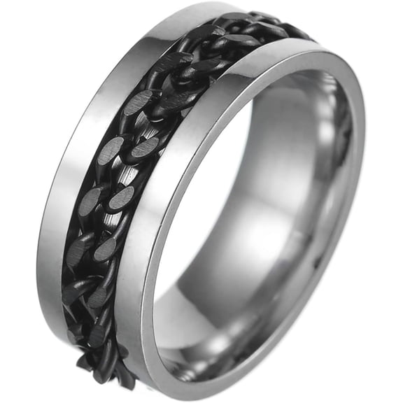Mens Fidget Rings Anxiety Spinner Rings for Men Classic Chain Rings for Women Teen Titanium Steel Ring