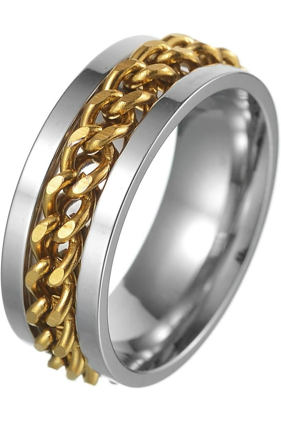 Mens Fidget Rings Anxiety Spinner Rings for Men Classic Chain Rings for Women Teen Titanium Steel Ring