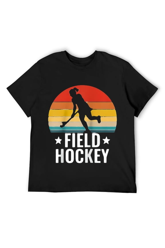 Mens Field Hockey Funny Slogan Pun Gift - Girls Retro Design Raglan Baseball Tee Shirts Black