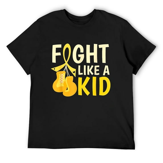 Mens Fight Like Kid Childhood Cancer Awareness Fighter Warrior T-Shirt Black Large