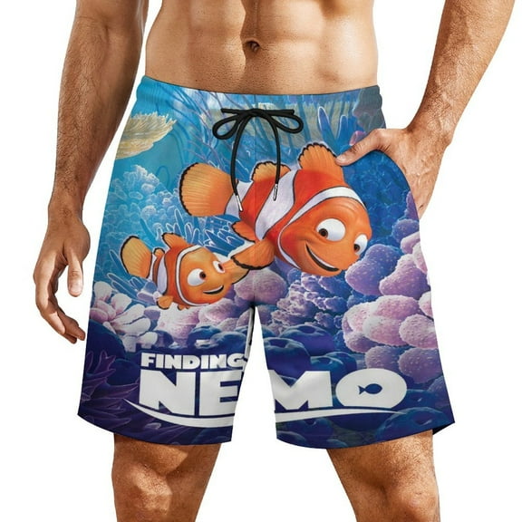 Mens Finding Ne-m Beach Shorts Swim Trunks with Compression Liner Stretch Board Shorts 2 in 1 Quick Dry Swimwear Bathing Suits