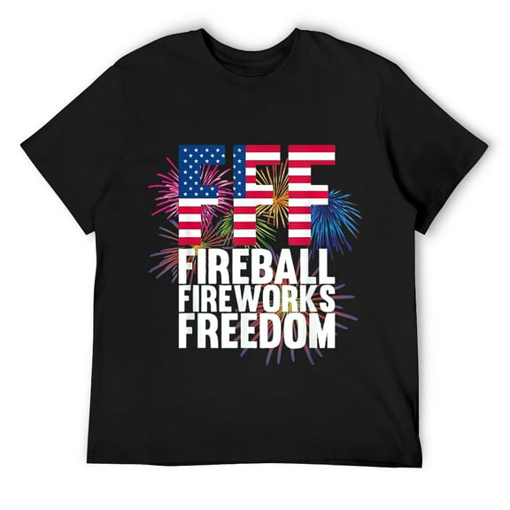 Mens Fireball Fireworks Freedom 4th July American Flag Gift Idea T-Shirt Black