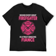 Mens Firefighter Fiance - Support Fiancee or Fiance T-Shirt Black