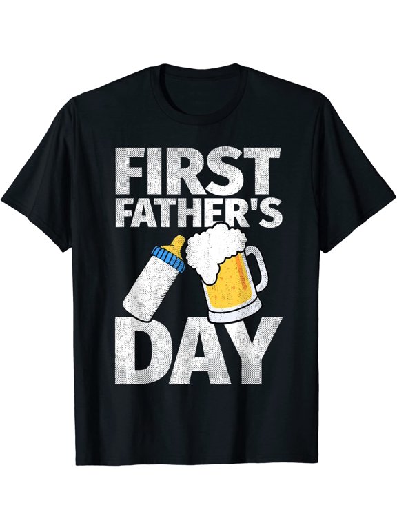 Mens First Father's Day Gift Beer Baby Bottle Daddy 2023 Dad Joke T-Shirt