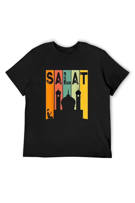 Mens First Salat Muslim Prayer Design Ramadan Kareem Eid Mubarak T-Shirt Black Large