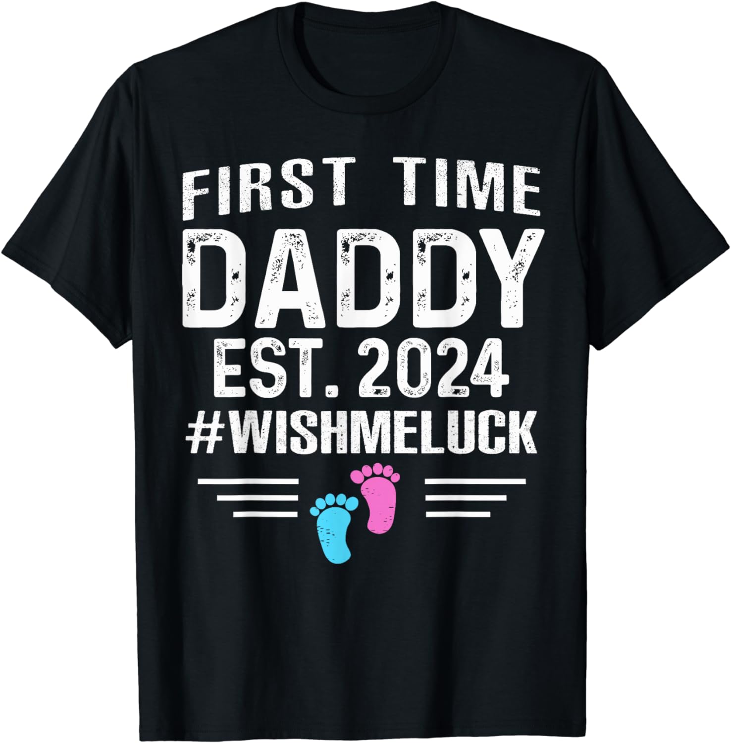 Mens First Time Daddy Est 2024 Loading Promoted To Father T-Shirt ...