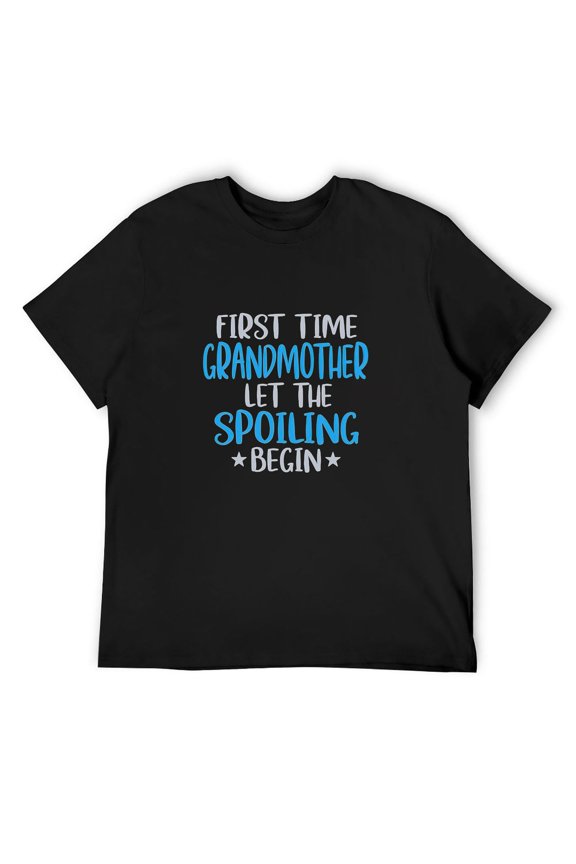 Mens First Time Grandmother Let The Spoiling Begin -Funny Grandma Short Sleeve T-Shirt Black