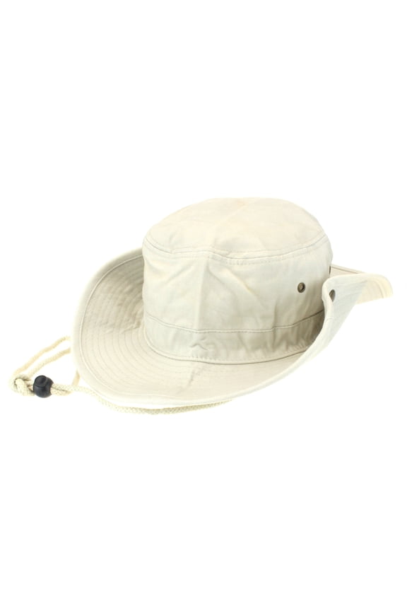 Mens Fisherman Brushed Cotton Twill Bucket Hat White Khaki Large (7-3/8)