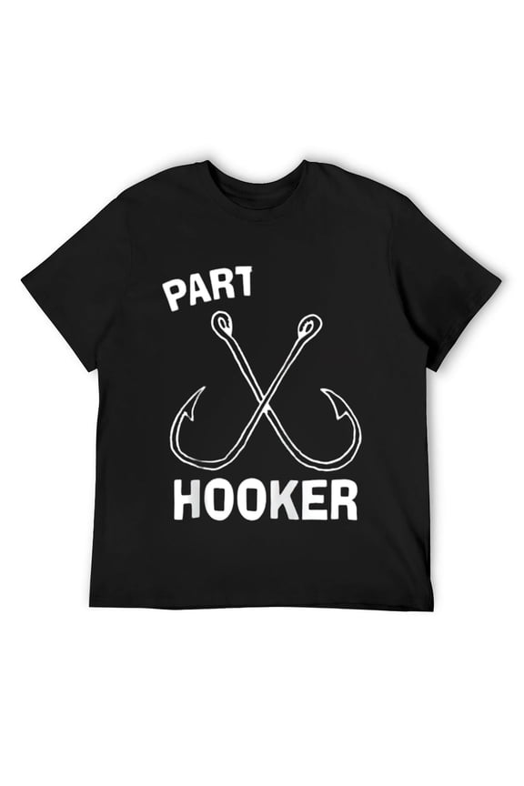 Mens Fishing Gear Funny Part Time Vintage Gift Hooker Raglan Baseball Tee Shirts Black