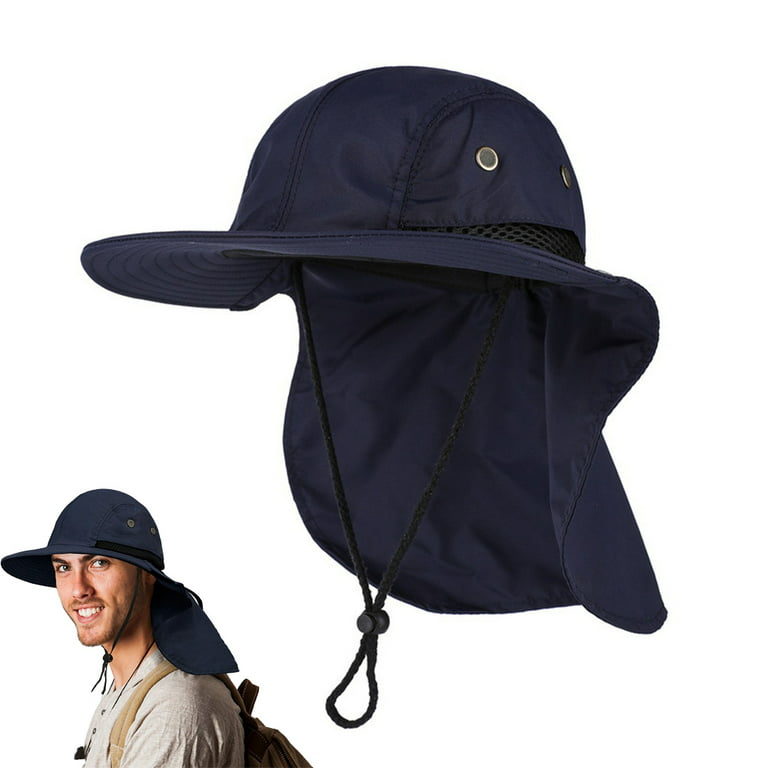 Mens Fishing Hat with Neck Flap for Men | Sun Hat with Wide Brim for Hiking  Safari with Neck Cover for Outdoor Sun Protection UPF50+
